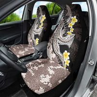 Brown and Black Hawaii Shark Tattoo Car Seat Cover Puakenikeni Lei Plumeria Polynesian Pattern - Polynesian Pride