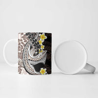 Brown and Black Hawaii Shark Tattoo Ceramic Mug Puakenikeni Lei Plumeria Polynesian Pattern - Polynesian Pride