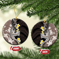 Brown and Black Hawaii Shark Tattoo Ceramic Ornament Puakenikeni Lei Plumeria Polynesian Pattern - Polynesian Pride