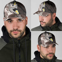 Brown and Black Hawaii Shark Tattoo Classic Cap Puakenikeni Lei Plumeria Polynesian Pattern - Polynesian Pride