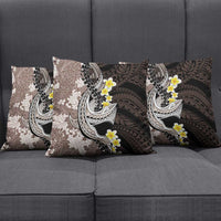 Brown and Black Hawaii Shark Tattoo Pillow Cover Puakenikeni Lei Plumeria Polynesian Pattern - Polynesian Pride