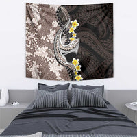 Brown and Black Hawaii Shark Tattoo Tapestry Puakenikeni Lei Plumeria Polynesian Pattern - Polynesian Pride