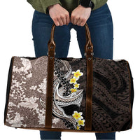 Brown and Black Hawaii Shark Tattoo Travel Bag Puakenikeni Lei Plumeria Polynesian Pattern - Polynesian Pride