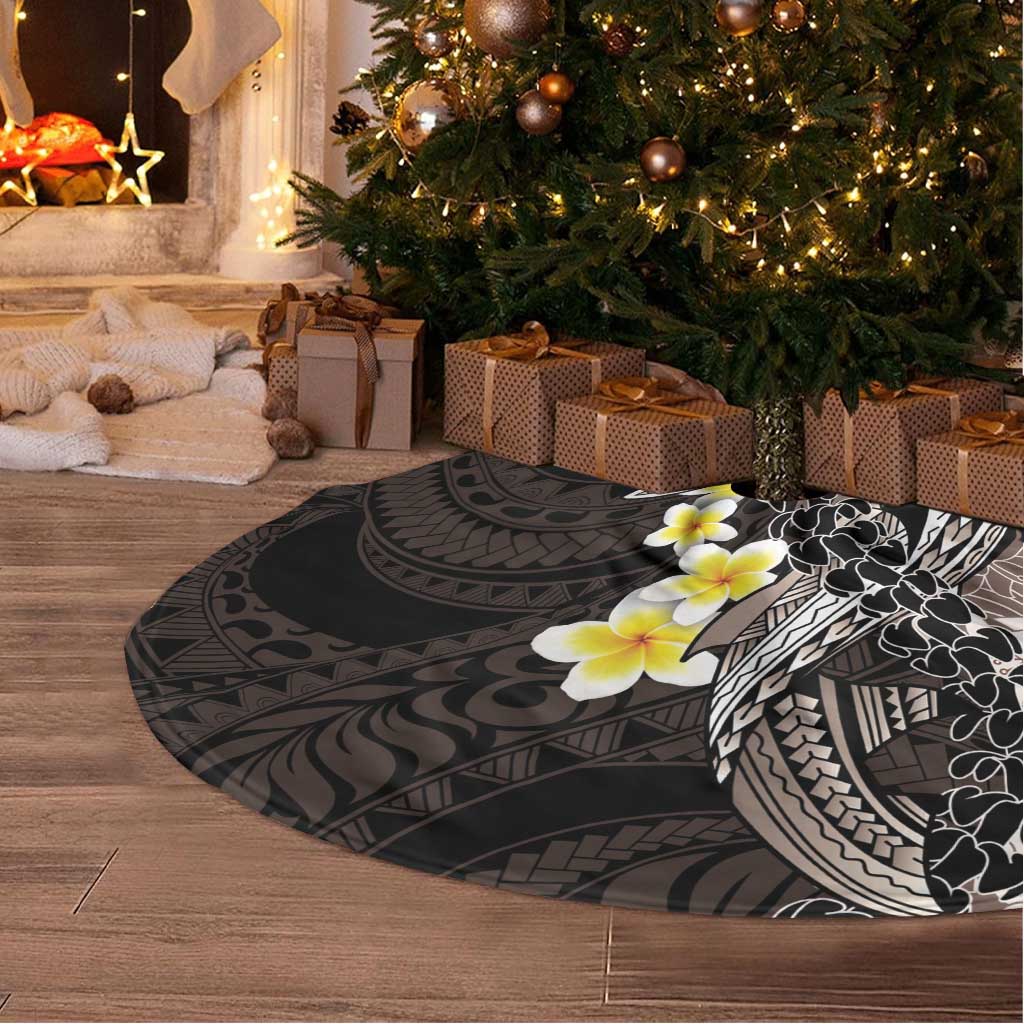 Brown and Black Hawaii Shark Tattoo Tree Skirt Puakenikeni Lei Plumeria Polynesian Pattern - Polynesian Pride
