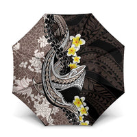 Brown and Black Hawaii Shark Tattoo Umbrella Puakenikeni Lei Plumeria Polynesian Pattern - Polynesian Pride