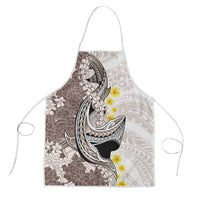 Brown and White Hawaii Shark Tattoo Apron Puakenikeni Lei Plumeria Polynesian Pattern - Polynesian Pride