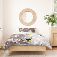 Brown and White Hawaii Shark Tattoo Bedding Set Puakenikeni Lei Plumeria Polynesian Pattern - Polynesian Pride