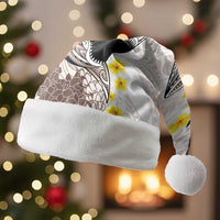 Brown and White Hawaii Shark Tattoo Christmas Santa Hat Puakenikeni Lei Plumeria Polynesian Pattern - Polynesian Pride