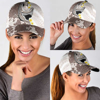 Brown and White Hawaii Shark Tattoo Classic Cap Puakenikeni Lei Plumeria Polynesian Pattern - Polynesian Pride