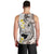 Brown and White Hawaii Shark Tattoo Men Tank Top Puakenikeni Lei Plumeria Polynesian Pattern - Polynesian Pride