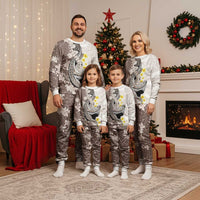 Brown and White Hawaii Shark Tattoo Christmas Pajama Set Puakenikeni Lei Plumeria Polynesian Pattern - Polynesian Pride