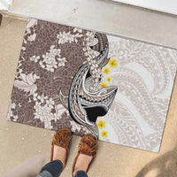 Brown and White Hawaii Shark Tattoo Rubber Doormat Puakenikeni Lei Plumeria Polynesian Pattern - Polynesian Pride