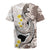 Brown and White Hawaii Shark Tattoo Rugby Jersey Puakenikeni Lei Plumeria Polynesian Pattern - Polynesian Pride