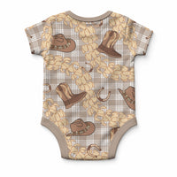 Khaki Palaka Hawaii Cowboy Baby Onesie Puakenikeni Lei Paniolo Papale Seamless Vibes