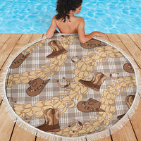 Khaki Palaka Hawaii Cowboy Beach Blanket Puakenikeni Lei Paniolo Papale Seamless Vibes - Polynesian Pride