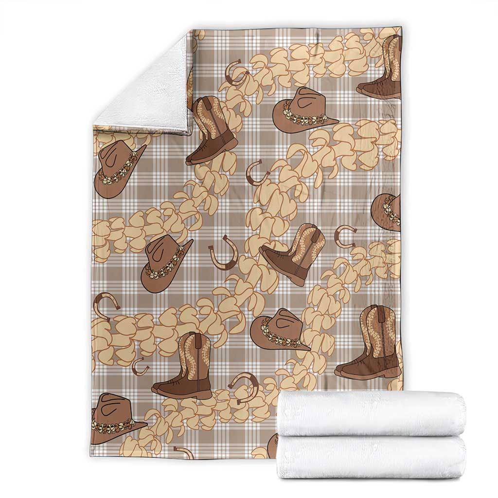 Khaki Palaka Hawaii Cowboy Blanket Puakenikeni Lei Paniolo Papale Seamless Vibes - Polynesian Pride