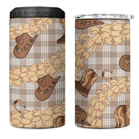 Khaki Palaka Hawaii Cowboy 4 in 1 Can Cooler Tumbler Puakenikeni Lei Paniolo Papale Seamless Vibes - Polynesian Pride