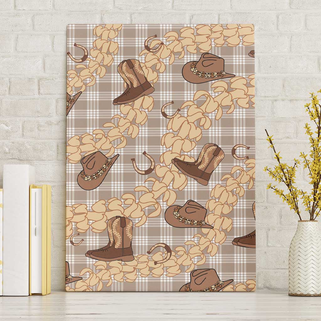Khaki Palaka Hawaii Cowboy Canvas Wall Art Puakenikeni Lei Paniolo Papale Seamless Vibes - Polynesian Pride