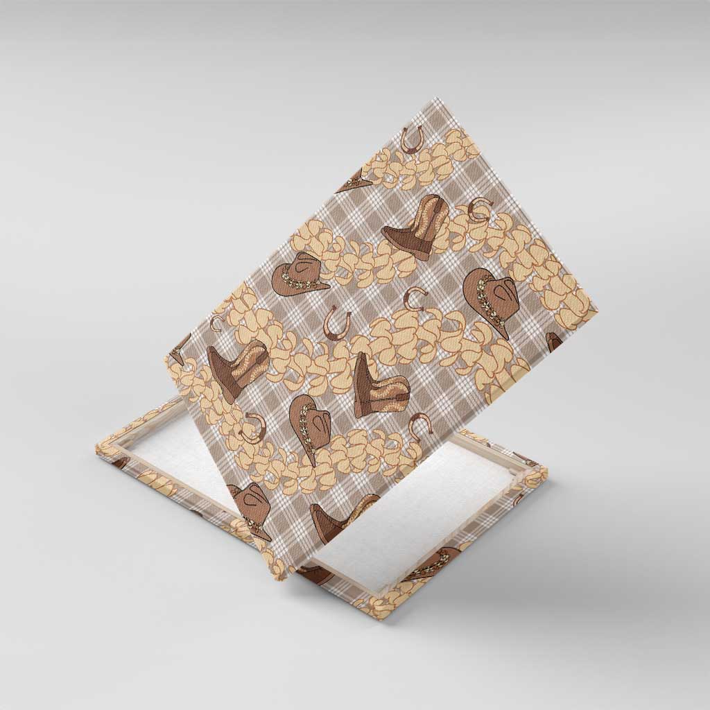 Khaki Palaka Hawaii Cowboy Canvas Wall Art Puakenikeni Lei Paniolo Papale Seamless Vibes - Polynesian Pride