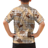 Khaki Palaka Hawaii Cowboy Family Matching Long Sleeve Bodycon Dress and Hawaiian Shirt Puakenikeni Lei Paniolo Papale Seamless Vibes LT14 - Polynesian Pride