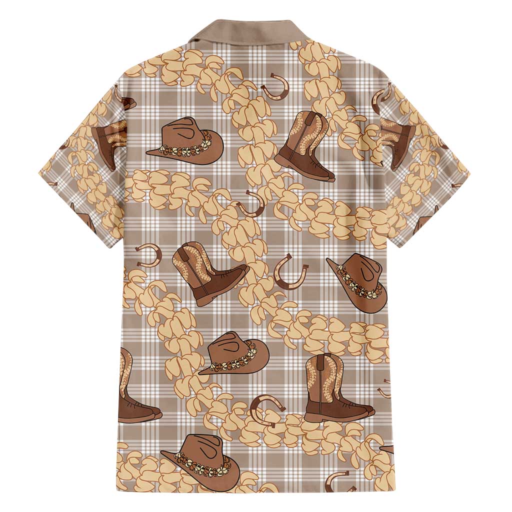 Khaki Palaka Hawaii Cowboy Family Matching Long Sleeve Bodycon Dress and Hawaiian Shirt Puakenikeni Lei Paniolo Papale Seamless Vibes LT14 - Polynesian Pride