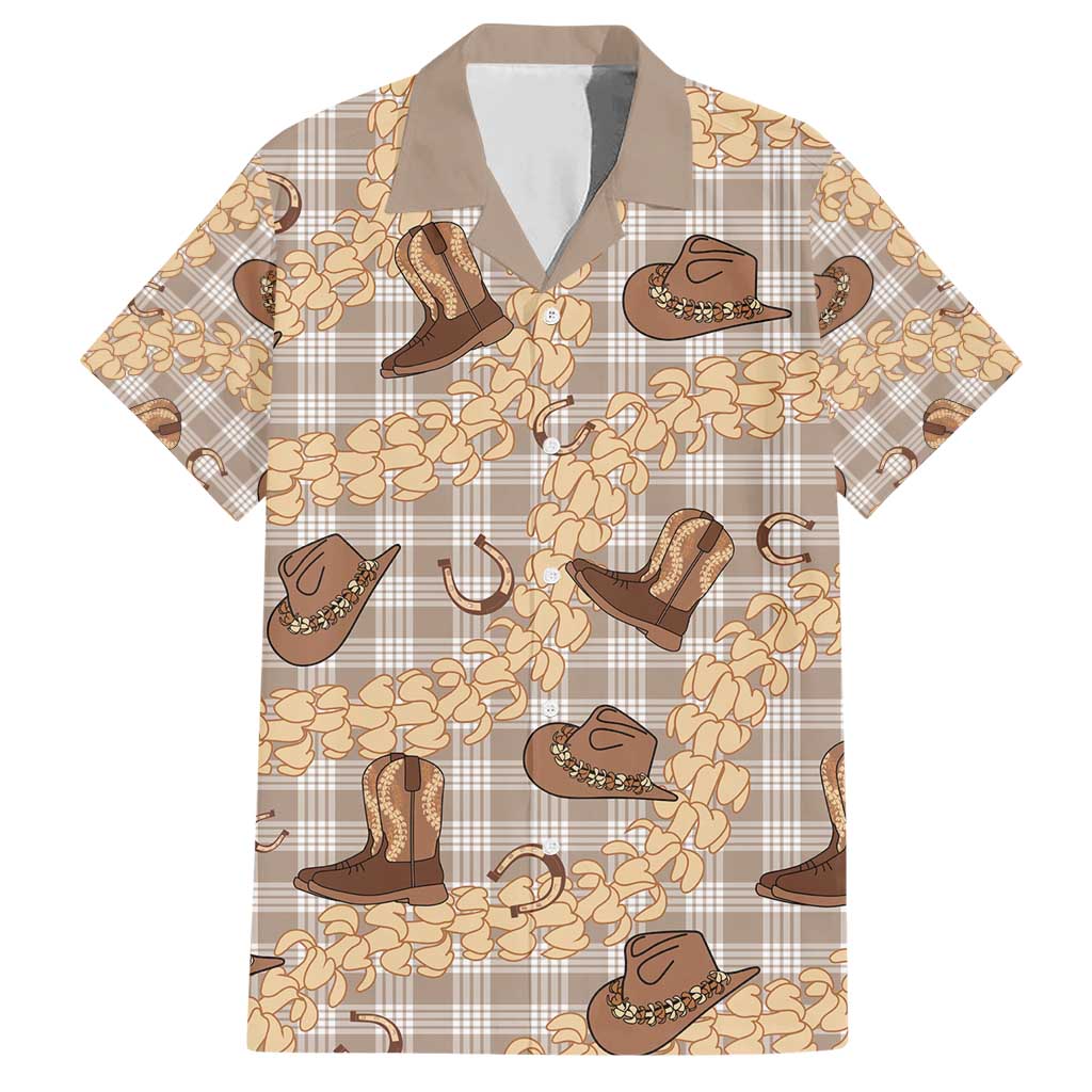 Khaki Palaka Hawaii Cowboy Family Matching Short Sleeve Bodycon Dress and Hawaiian Shirt Puakenikeni Lei Paniolo Papale Seamless Vibes LT14 Dad's Shirt - Short Sleeve Khaki - Polynesian Pride
