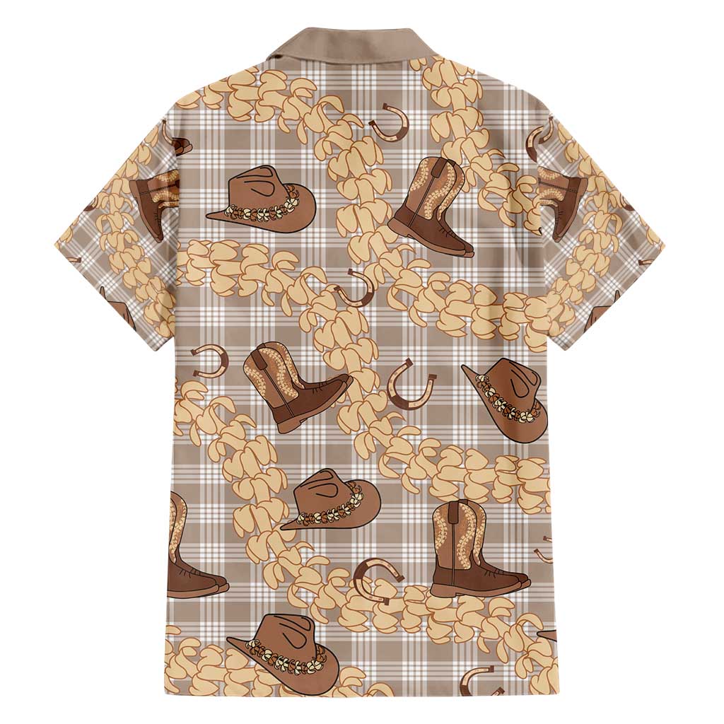 Khaki Palaka Hawaii Cowboy Family Matching Short Sleeve Bodycon Dress and Hawaiian Shirt Puakenikeni Lei Paniolo Papale Seamless Vibes LT14 - Polynesian Pride