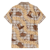 Khaki Palaka Hawaii Cowboy Family Matching Short Sleeve Bodycon Dress and Hawaiian Shirt Puakenikeni Lei Paniolo Papale Seamless Vibes LT14 - Polynesian Pride
