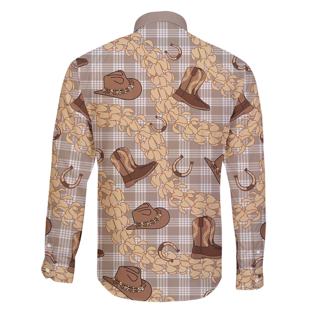 Khaki Palaka Hawaii Cowboy Family Matching Short Sleeve Bodycon Dress and Hawaiian Shirt Puakenikeni Lei Paniolo Papale Seamless Vibes LT14 - Polynesian Pride