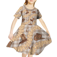 Khaki Palaka Hawaii Cowboy Kid Short Sleeve Dress Puakenikeni Lei Paniolo Papale Seamless Vibes LT14 - Polynesian Pride