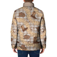 Khaki Palaka Hawaii Cowboy Padded Jacket Puakenikeni Lei Paniolo Papale Seamless Vibes - Polynesian Pride