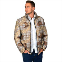 Khaki Palaka Hawaii Cowboy Padded Jacket Puakenikeni Lei Paniolo Papale Seamless Vibes - Polynesian Pride