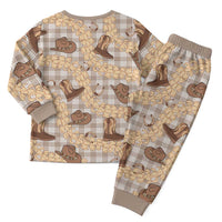 Khaki Palaka Hawaii Cowboy Christmas Pajama Set Puakenikeni Lei Paniolo Papale Seamless Vibes - Polynesian Pride
