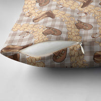 Khaki Palaka Hawaii Cowboy Pillow Cover Puakenikeni Lei Paniolo Papale Seamless Vibes - Polynesian Pride