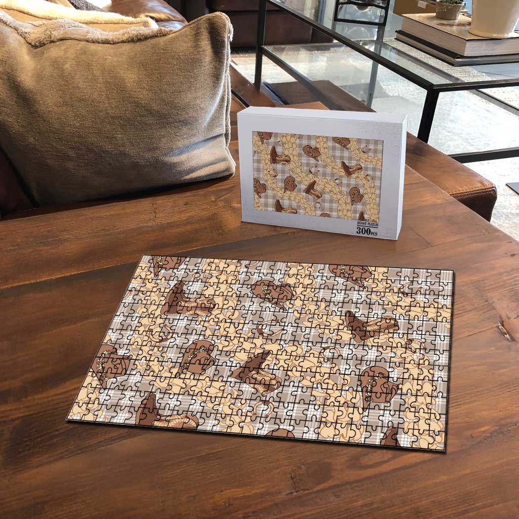 Khaki Palaka Hawaii Cowboy Puzzle Puakenikeni Lei Paniolo Papale Seamless Vibes - Polynesian Pride