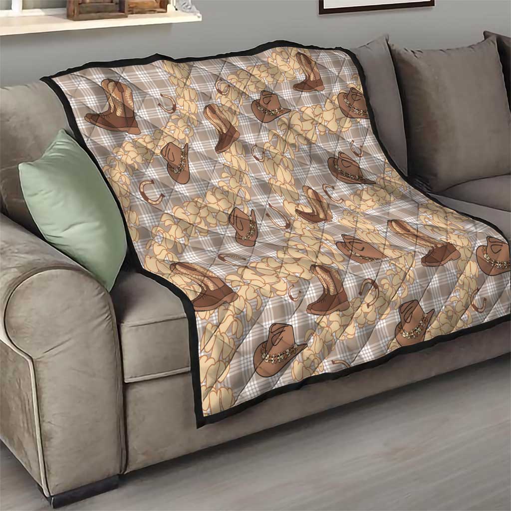 Khaki Palaka Hawaii Cowboy Quilt Puakenikeni Lei Paniolo Papale Seamless Vibes - Polynesian Pride