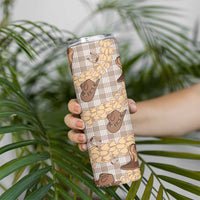 Khaki Palaka Hawaii Cowboy Skinny Tumbler Puakenikeni Lei Paniolo Papale Seamless Vibes - Polynesian Pride