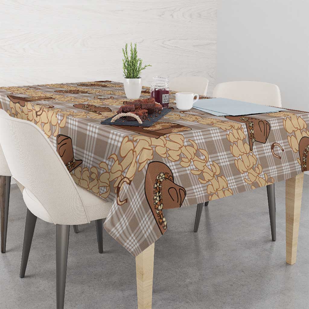 Khaki Palaka Hawaii Cowboy Tablecloth Puakenikeni Lei Paniolo Papale Seamless Vibes - Polynesian Pride