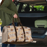 Khaki Palaka Hawaii Cowboy Travel Bag Puakenikeni Lei Paniolo Papale Seamless Vibes - Polynesian Pride