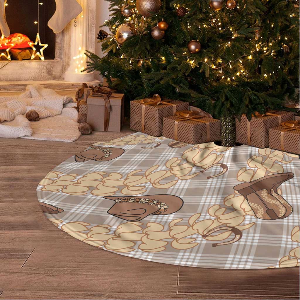 Khaki Palaka Hawaii Cowboy Tree Skirt Puakenikeni Lei Paniolo Papale Seamless Vibes - Polynesian Pride