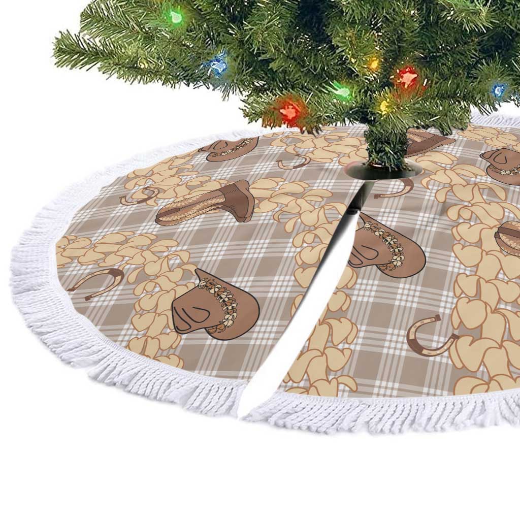 Khaki Palaka Hawaii Cowboy Tree Skirt Puakenikeni Lei Paniolo Papale Seamless Vibes - Polynesian Pride