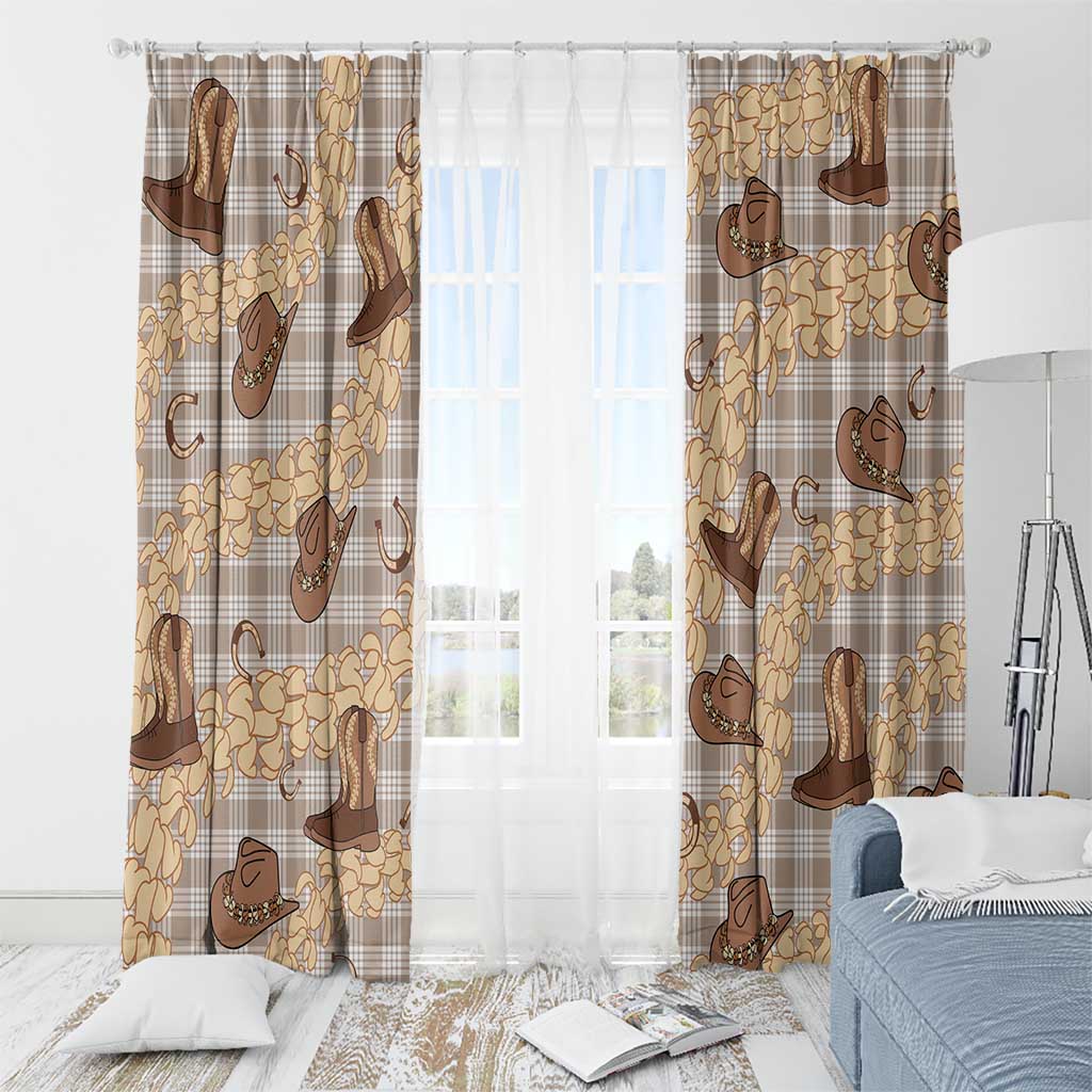 Khaki Palaka Hawaii Cowboy Window Curtain Puakenikeni Lei Paniolo Papale Seamless Vibes - Polynesian Pride