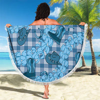 Cyan Palaka Hawaii Cowboy Beach Blanket Puakenikeni Lei Paniolo Papale Seamless Vibes - Polynesian Pride