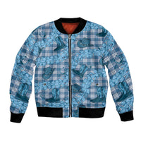 Cyan Palaka Hawaii Cowboy Bomber Jacket Puakenikeni Lei Paniolo Papale Seamless Vibes - Polynesian Pride