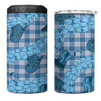 Cyan Palaka Hawaii Cowboy 4 in 1 Can Cooler Tumbler Puakenikeni Lei Paniolo Papale Seamless Vibes - Polynesian Pride