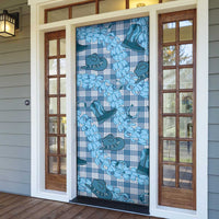 Cyan Palaka Hawaii Cowboy Door Cover Puakenikeni Lei Paniolo Papale Seamless Vibes - Polynesian Pride