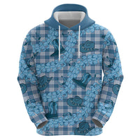 Cyan Palaka Hawaii Cowboy Hoodie Puakenikeni Lei Paniolo Papale Seamless Vibes - Polynesian Pride
