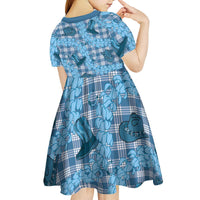 Cyan Palaka Hawaii Cowboy Kid Short Sleeve Dress Puakenikeni Lei Paniolo Papale Seamless Vibes LT14 - Polynesian Pride