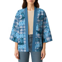 Cyan Palaka Hawaii Cowboy Kimono Puakenikeni Lei Paniolo Papale Seamless Vibes - Polynesian Pride