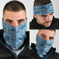 Cyan Palaka Hawaii Cowboy Neck Gaiter Puakenikeni Lei Paniolo Papale Seamless Vibes - Polynesian Pride